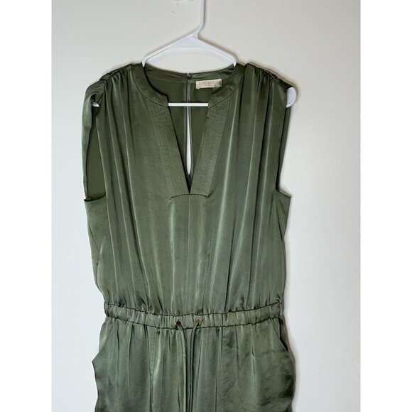 Ramy Brook Olive Green Sleeveless Jumpsuit With Pleated Details & Elastic Waist - Picture 3 of 12